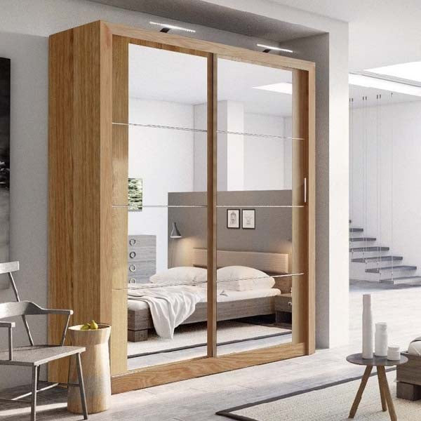 Cuba 1.8m Sliderobe - Oak Shetland