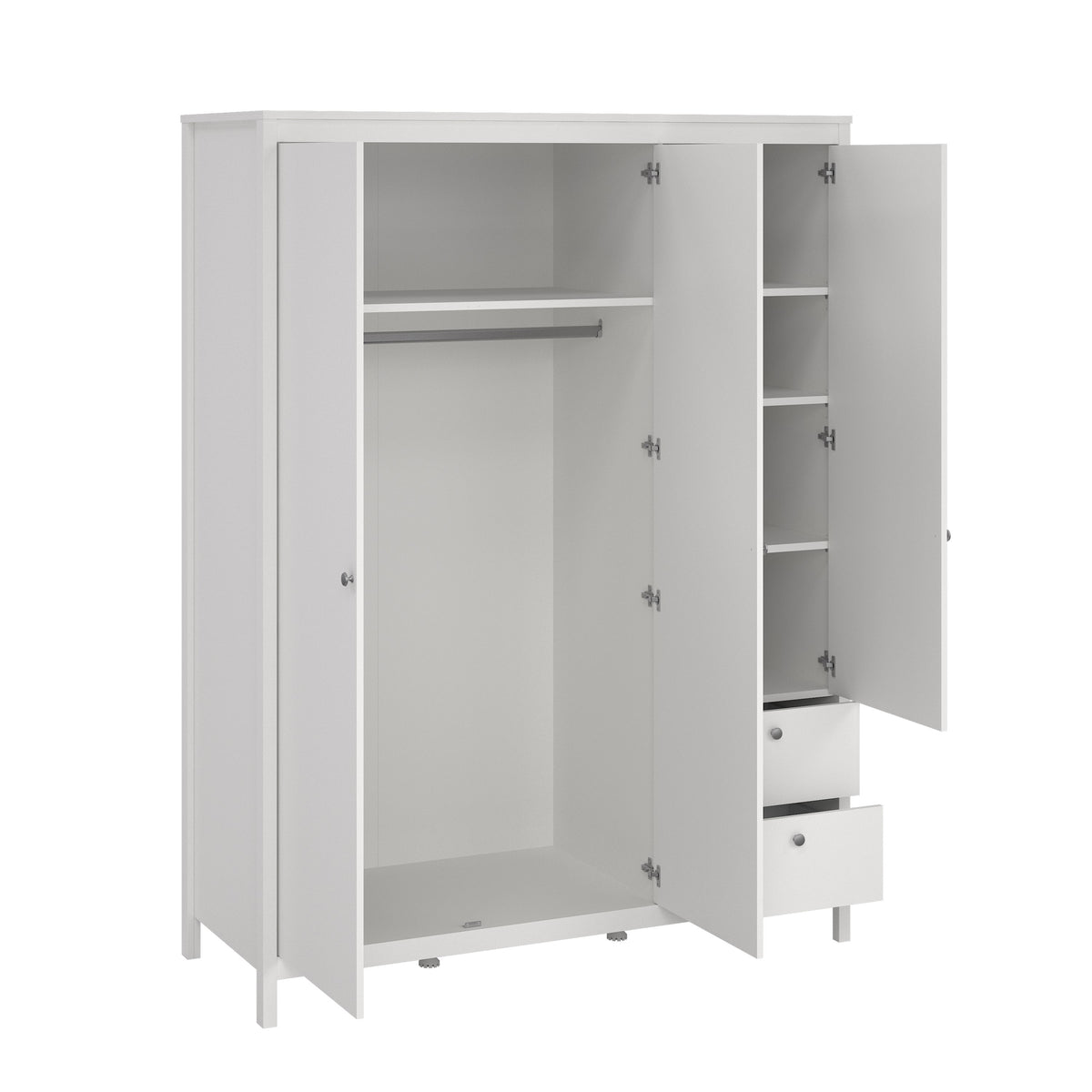 Madrid 3 Door Robe with Drawers - White – Alcore Living