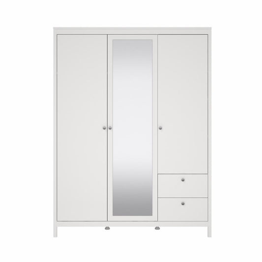 Madrid 3 Door Robe with Drawers - White